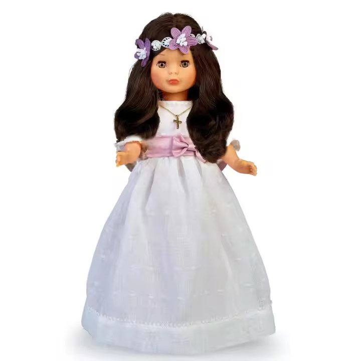 Muñeca Nancy comunión morena 48 cm con corona flores reedición 2023 (Famosa NAL00000) - 1