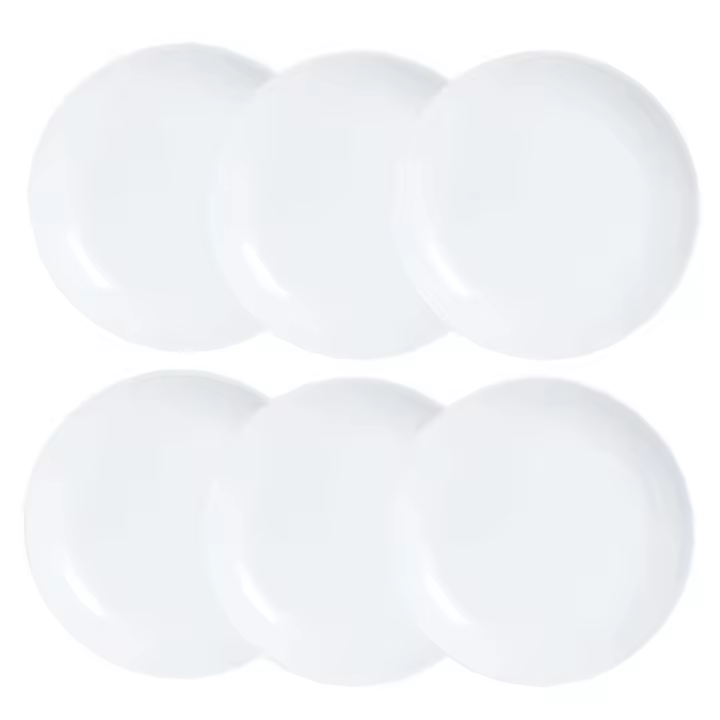 LUMINARC DIWALI Caja 6 Platos Postre Opal 19CM Blanco Brillo Fabricado en Francia Reciclable - 1