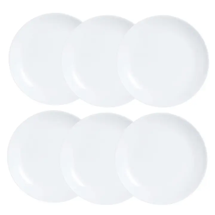 LUMINARC DIWALI Caja 6 Platos Postre Opal 19CM Blanco Brillo Fabricado en Francia Reciclable - 1