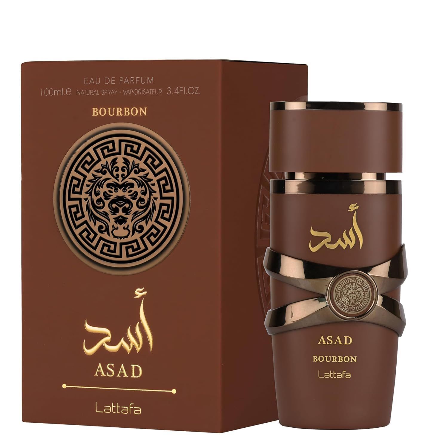 Lattafa Asad Bourbon Perfume para Hombre 100 ml – Aroma Árabe, Amaderado y Especiado, Larga Duración, 100% Original