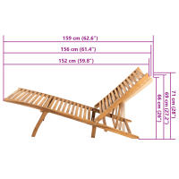 vidaXL Tumbona de madera maciza de teca Sillas de Exterior Ideal para jardín, playa, piscina, terraza Tumbona Piscina Tumbonas Playa Tumbonas Jardín Exterior - details 6