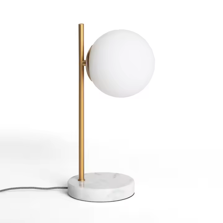Ledkia Lámpara de Mesa de Metal y Cristal Lune Blanco - 1