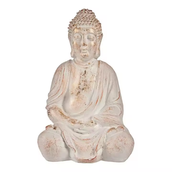 Figura Decorativa para Jardín Ibergarden CC20448 Blanco Dorado Poliresina 24,5 x 50 x 31,8 cm Buda - 1