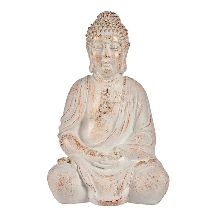 Figura Decorativa para Jardín Ibergarden CC20448 Blanco Dorado Poliresina 24,5 x 50 x 31,8 cm Buda - 1