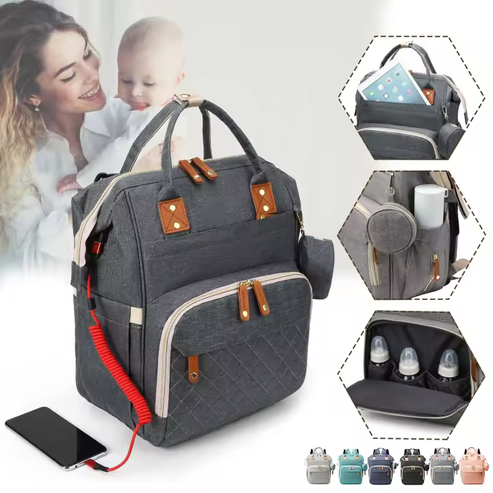 PORCHEDDU Bolsa De Pañal Para Mamá Y Bebé Con Gran Capacidad Impermeable Y Abertura Ancha Multibolsos Para Viaje Bolsa Materna De Mano Para Carritos De Bebé - 1