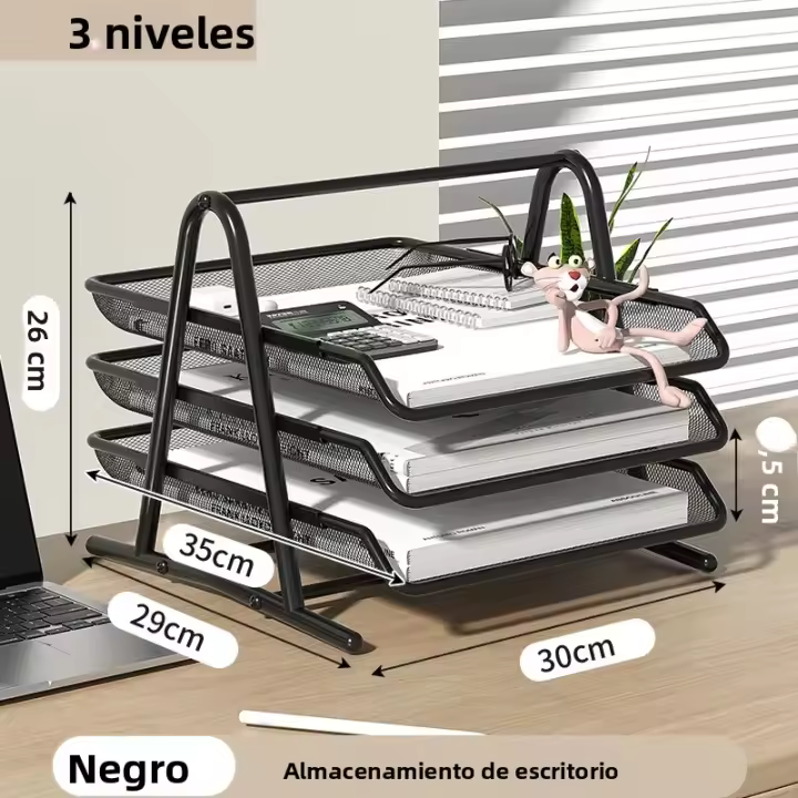 Organizador De Escritorio De Tres Niveles En Malla Para Oficina Organizador De Papel Y Archivos Metálico Para Oficina - 1