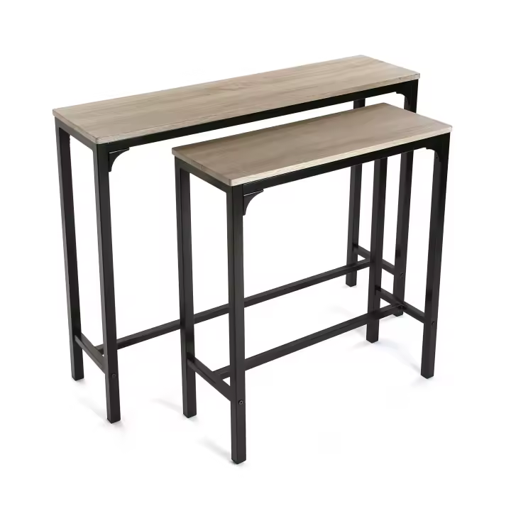 Versa Doncaster Mueble Recibidor Estrecho para la Entrada o el Pasillo, Mesa Consola, Set de 2, Medidas (Al x L x An) 80 x 25 x 95 cm, Madera y Metal, Color Negro - 1