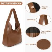 Bolso de mano de cuero para mujer, bolsa de hombro grande y suave, estilo informal, a la moda, 1 piezas - details 11