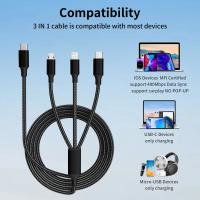 Cable USB Tipo C 3 En 1 Carga Rápida Para iPhone Samsung Huawei Xiaomi Cable Multifuncional Con Micro USB Y Tipo C Corriente Máxima 2.4A Material De Nylon Empaquetado Retail - details 5