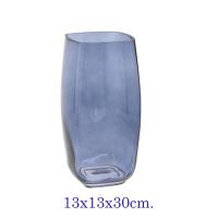 "GISSED - Jarrón Decorativo de Vidrio en Color Azul Translúcido – Diseño Moderno y Elegante con Forma Cuadrada – Ideal para Centros de Mesa, Salas, Oficinas y Eventos – Compatible con Flores Naturales, Secas y Artificiales – Material Resistente y Sofi - details 1
