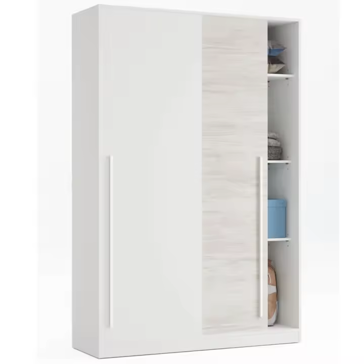 HOGARDECORA Armario 2 Puertas Correderas 120cm Modelo Velur 200cm Alto X 120cm Ancho X 50cm Profundidad - Gran Capacidad de Almacenamiento - 1
