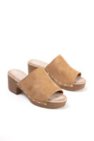 Lyla Wang Sandalias mujer mules con tacón alto y plataforma efecto madera con tachas y plantilla acolchada - details 8