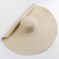 Sombrero De Playa Para Mujer Grande Y Plegable Con Protección UV Sombrilla De Verano De Paja Estilo Casual Para Bodas - details 10