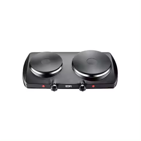 Edm Cocina Eléctrica Negra 1400W 2 Fuegos | Placas de Diferentes Diámetros - 1