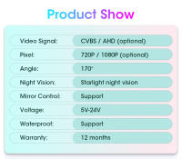 Cámara De Visión Trasera Para Coche AHD 1080P Con Visión Nocturna Y Pantalla De Aparcamiento Automático IP68 Impermeable CCD Imagen HD De 170 Grados - details 17