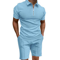 Camisa Polo Para Hombre Verano 2024 Conjunto De Color Sólido Con Cuello En V Manga Corta Ajustada Estilo Casual - details 2