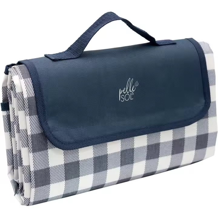 Manta de picnic plegable para playa, impermeable, lavable a máquina, con asa para playa, senderismo y camping, 200 x 140 cm (azul) - 1