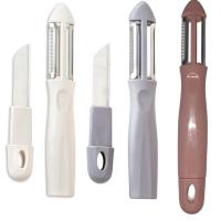 moem&an Pelador Patatas con Cuchillo, 3en1 Multipelador de Frutas y Verduras, Pelador Verduras, Pelador Multiusos | Pela Laminas Juliana | Cuchillas: Acero Inoxidable, Oscilantes, Afiladas | Mango Ergonómico - details 3