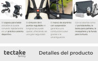 Tectake - Cochecito combinado MATS, plegable, arnés de 5 puntos, Cochecito combinado plegable con capota plegable para niños pequeños de 0 a 36 meses, 2 en 1-uso como cochecito con capazo extraíble o como silla de paseo con asiento deportivo - details 3