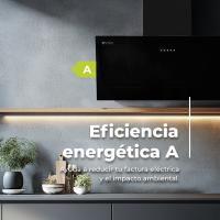 Campana Extractora Decorativa EVVO CE45 Cristal Black, 90 cm, 650 m³/h, 3 Velocidades, Energía A - details 1