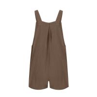 Traje De Mujer Casual De Algodón Lino Suave Con Pierna Ancha Y Bolsillos Estilo Callejero Cómodo Para Verano Color Sólido - details 40