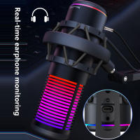 Micrófono De Condensador Para Gaming Con Soporte Antisalpicaduras Control De Ganancia RGB Para Streaming Podcasting Y Estudio Doméstico - details 4