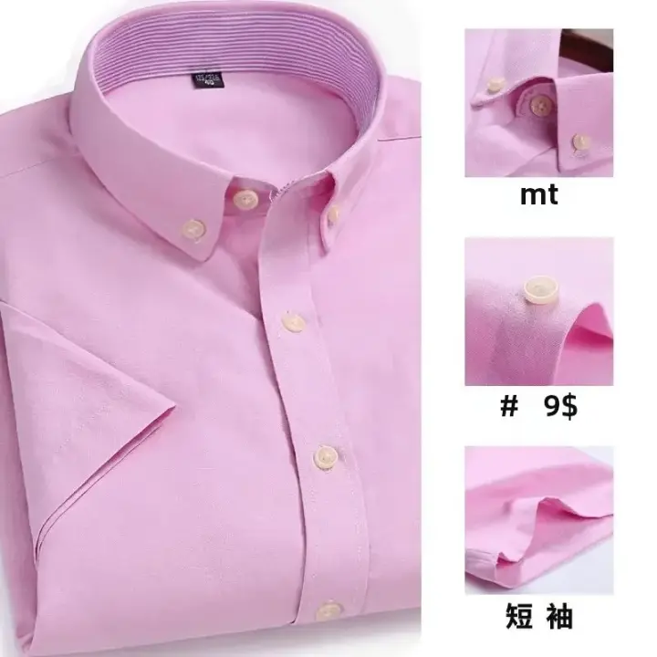 Camisa De Oxfورد Para Hombre Corta De Color Sólido Con Herramientas Casual Slim Fit Blanco Azul Rojo Verde Negro Talla Única - 1