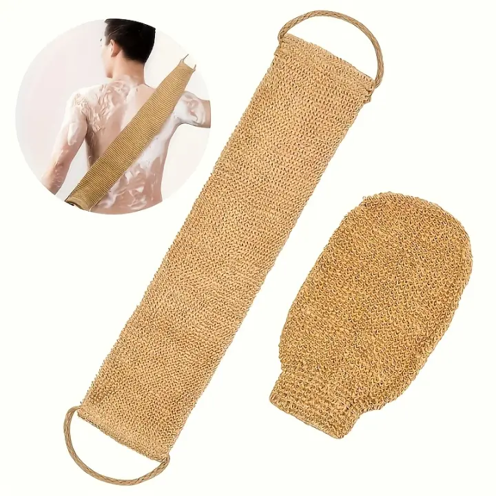 Toalla De Baño De Lino De Ramia Y Jute Escobilla De Ducha Para Exfoliación Corporal Cinta De Masaje Para Limpieza Del Baño - 1