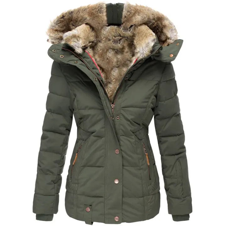 Chaqueta de Algodón con capucha para Mujer, Abrigo Gruese Short, Abrigo Largo de sweatpa, Color Vivo, Invierno, 2024(Navidad Acción de Gracias Regalos del Día de San Valentín) - 1
