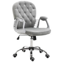 Vinsetto Silla de Oficina Silla de Escritorio Giratoria Tapizada en Terciopelo con Altura Ajustable Reposabrazos y Decoraciones de Diamantes Carga 120 kg para Estudio Dormitorio Gris - details 0