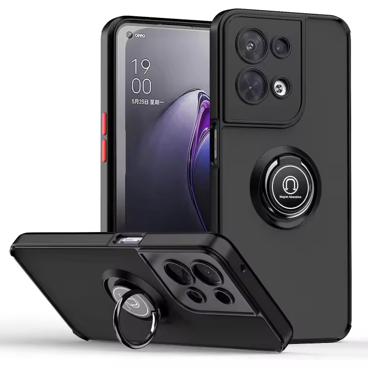 Funda Oppo Reno 8 (5G) Carcasa Antishock Soporte Anillo Giratorio + Protector Pantalla - 1