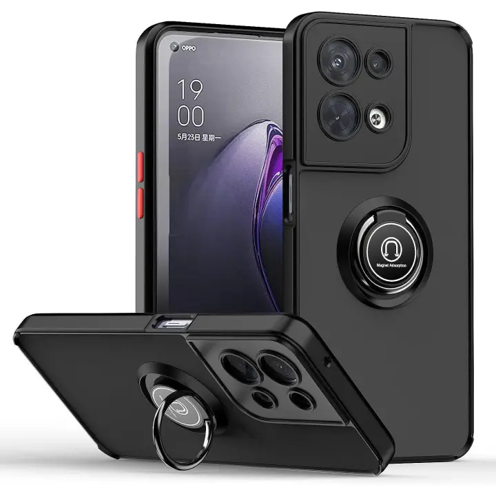 Funda Oppo Reno 8 Pro (5G) Carcasa Antishock Soporte Anillo Giratorio + Protector Pantalla - 1