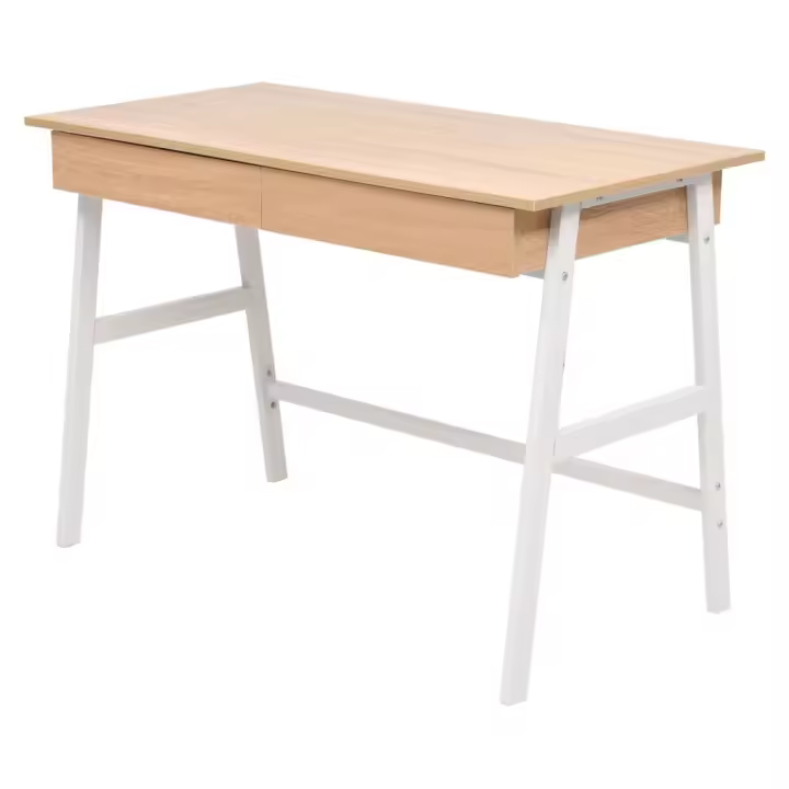 VidaXL Escritorio Eibba 2 cajones blanco/natural 75x110x55 cm - 1