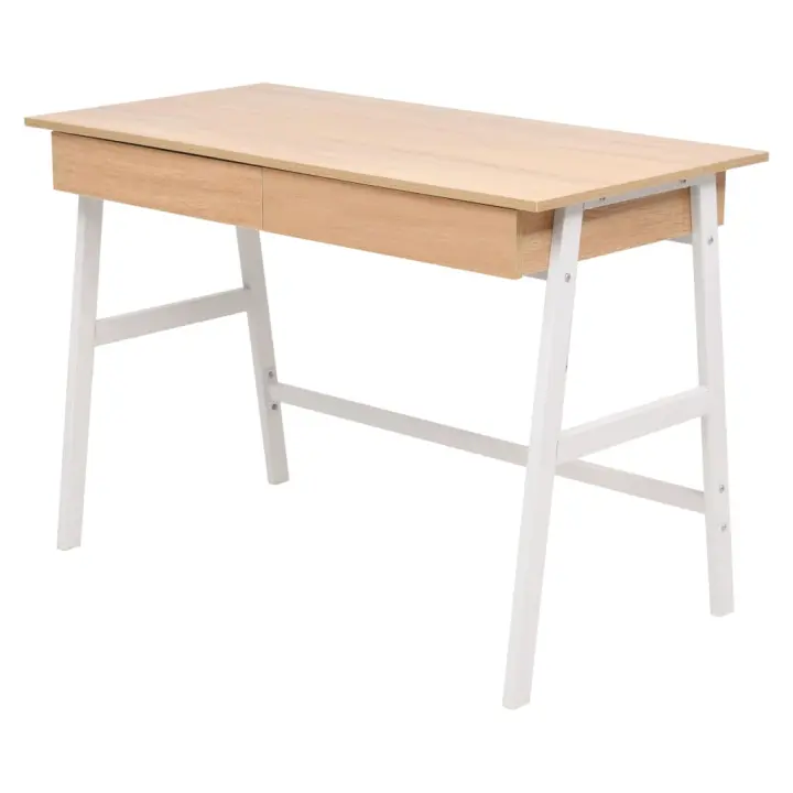 VidaXL Escritorio Eibba 2 cajones blanco/natural 75x110x55 cm - 1