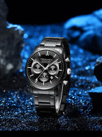 Reloj De Cuarzo Multifuncional Hannah Martin 2024 46mm Azul Plata Acero Inoxidable Resistente Al Agua Y Al Choque Reloj De Pulsera Casual Con Cierre De Seguridad - details 4