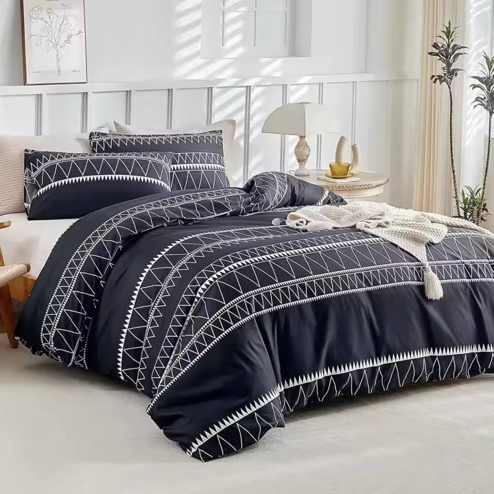Lekesky White King Size Duvet Cover Sets Botanical Grey Leaf Print White Bedding Sets King Size (1x Quilt Cover, 2x Pillowcases) Soft Microfiber Duvet Cover Sets 230x220 cm, Botanical - 1