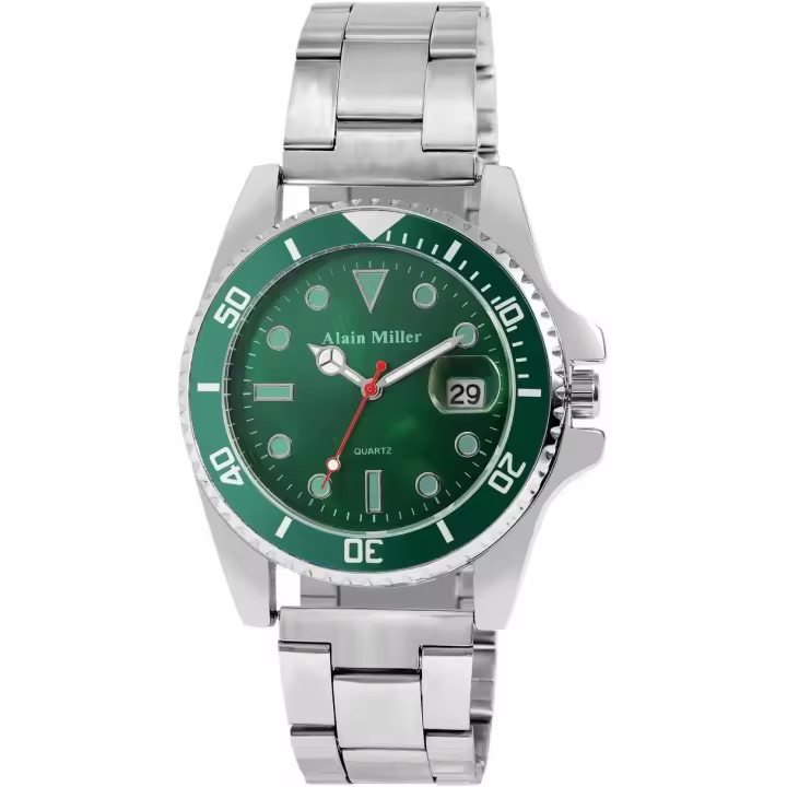 Reloj Alain Miller® Hombre Verde com Data em Aço Inoxidável - 0108 - 1