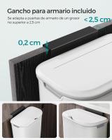 Cubo de Basura Colgante de 9L para Cocina - Montaje en Pared o Puerta de Armario, con Tapa para Residuos, Ideal para Debajo del Fregadero, Blanco o Gris - details 4