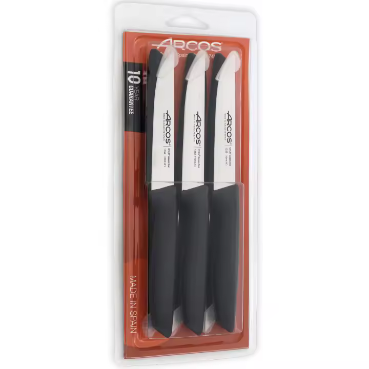 ARCOS Niza - Set de 6 Cuchillos de Verduras (110 mm) - Hoja de Acero Inoxidable Nitrum® - Mango Negro de Polipropileno (PP) - 1