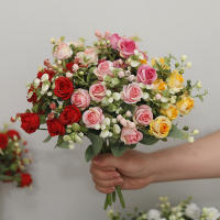 Nueva Corbata De Flores Artificiales Rosa Seda Con Hojas De Eucalipto Y Peonía 10 Piezas Para Bodas Fiestas Vaso Hogar Decoración De Navidad - details 4