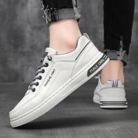 Zapatos Casuales Para Hombre Blancos Transpirables Moda Tenis Andar Conducir Patineta Plataforma Antideslizante Cuero Artificial - details 11