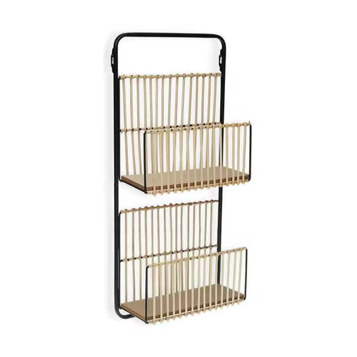 Revistero Versa Metal Resina Madera MDF 12 x 68 x 32 cm Moderno - 1