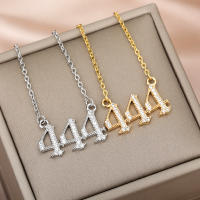 Collar De Suerte Con Números Ángeles Para Mujeres 111222 333 444 555 777 888 999 Cuello De Zirconia Acero Inoxidable Pendiente De Moda - details 3