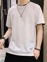 Camiseta De Verano Para Hombre Con Letras Y Bordados En Contraste 2 En 1 Algodón Camiseta Basic Sencilla Manga Corta Estilo Casual - details 14