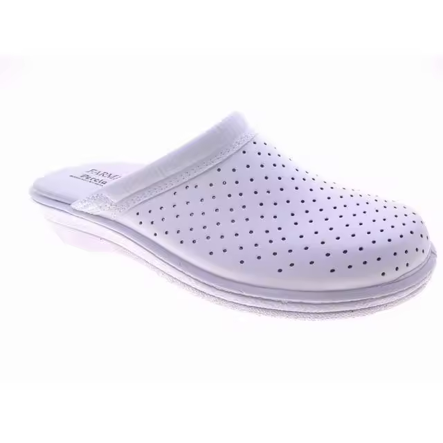 Mº798 AZUL Y BLANCO ZUECO DE MUJER MARCA PERCLA DESTALONADO CON  PICADOS MUY FACIL DE PONER Y QUITAR EN PIEL  Y SUELA DE PVC IDELA PARA TRABAJO Y PARA TODO TIPO DE SITUACIONES - 1