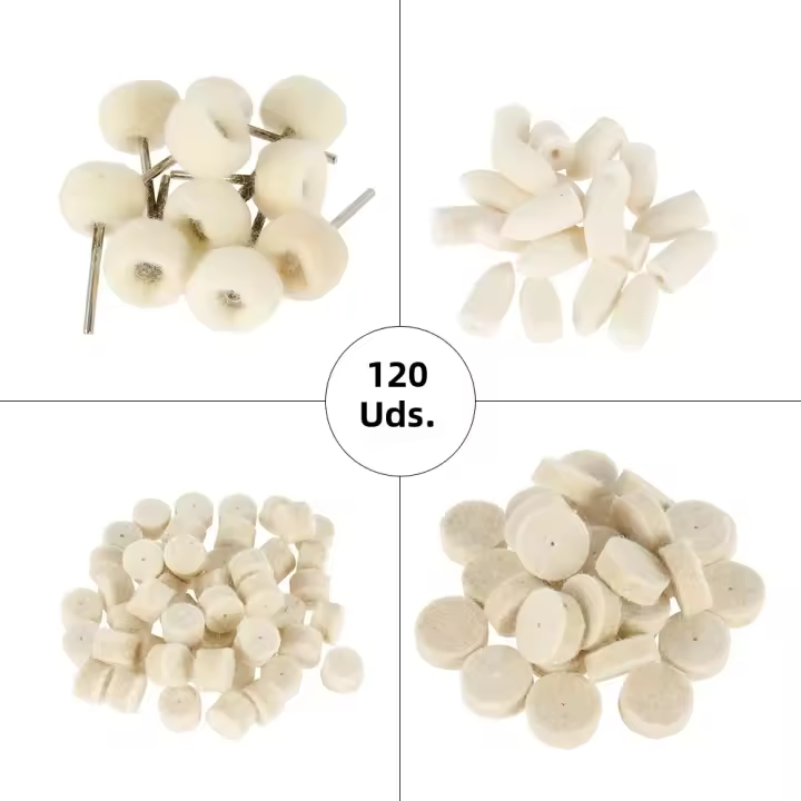 120pcs Rueda Redonda De Mecanizado De Lana Felt Polishing Para Herramienta Rotativa Dremel Accesorios De Pulido Y Lustrado - 1