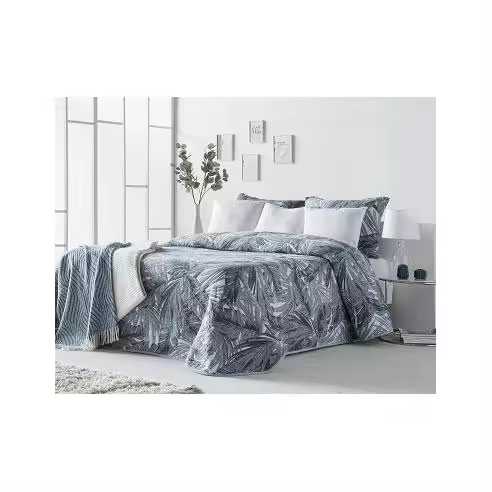Colcha de Cama Piqué Tejido de Calidad Modelo Hojas Azul Sofia Sibiles TC01067 - 1