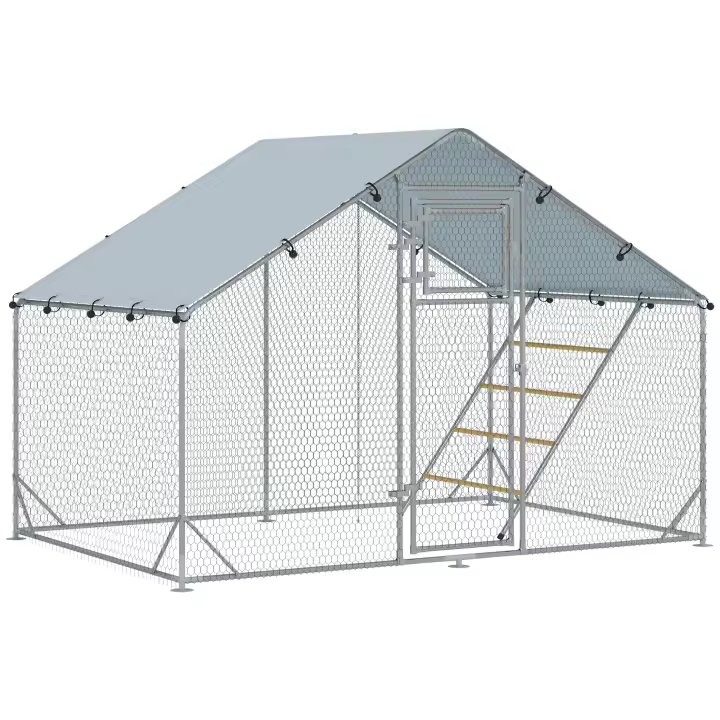 Gallinero de Maple para Gallinas camperas, 300x200x195 cm Gallinero with UV cubierta, Puerta de Alimentación, Comedero colcante, dordero, Gallinero para 6-8 Gallinas, animales Pequeños - 1