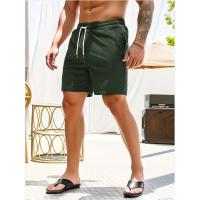 Shorts De Verano Para Hombre De Color Sólido Con Cordón Pantalones De Corduroy Casual Corte Corto Para Fitness - details 11