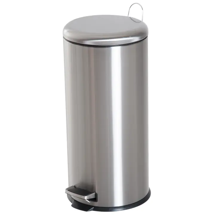 HOMCOM Cubo de Basura con Apertura a Pedal Basurero Automático Cierre Interno Extraíble con Volumen de 30 L Acero Inoxidable Ф29,2x62,9 cm Plateado - 1